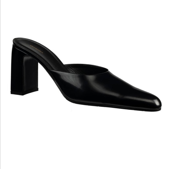 Balenciaga Black Leather Block Heel Mules size 40 - Picture 2 of 10